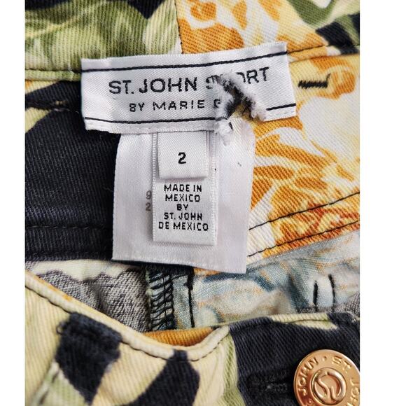 St. John Sport Yellow Rose Flower Stretch Straight Leg Pant Size 2 Excl Cond - Picture 4 of 4